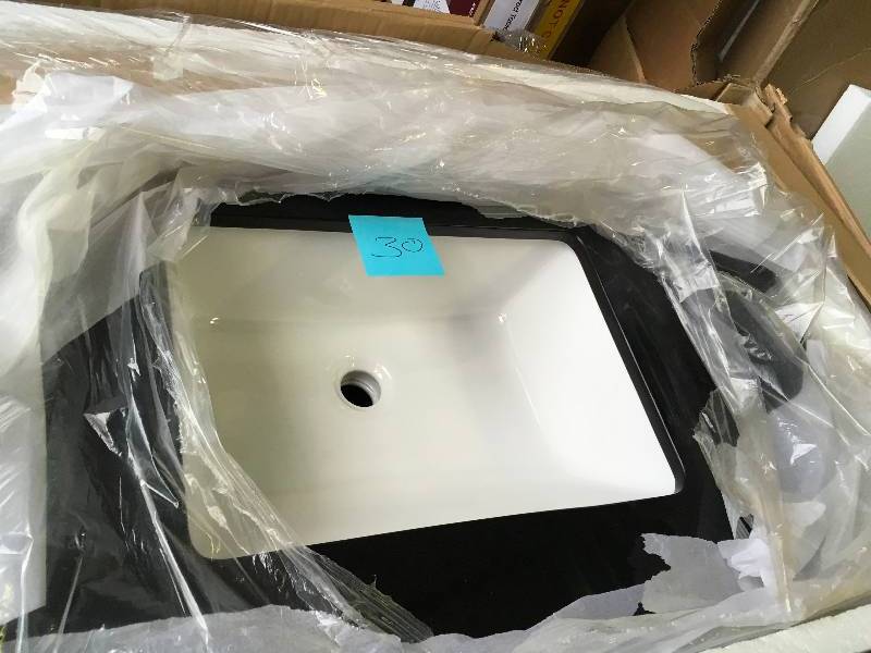 Vinnova 715036-WH-BK-NM Catania 36 Vanity in White with Black Galaxy Granite Countertop not used