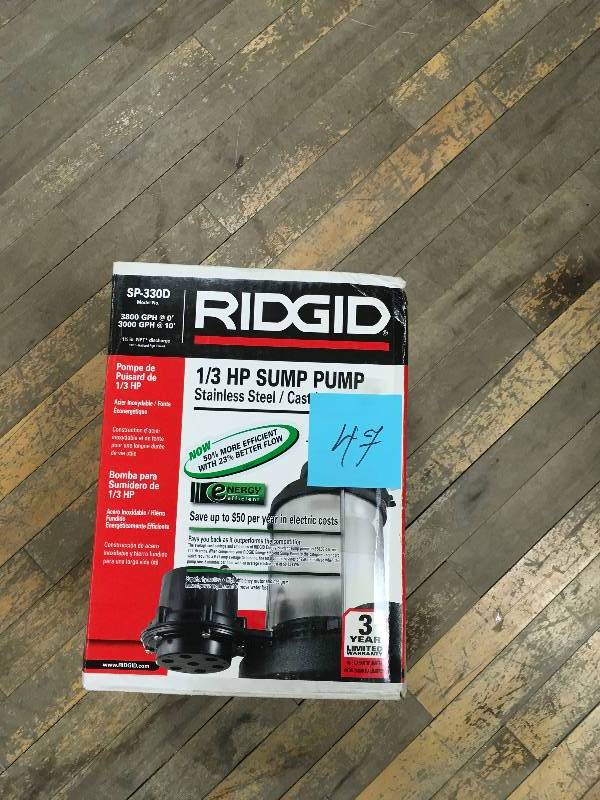 RIDGID 13 HP Submersible Sump Pump  new