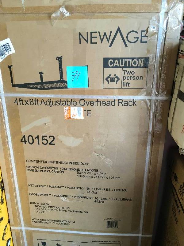 Newage 4ft x 8ft overhead rack in good condition White