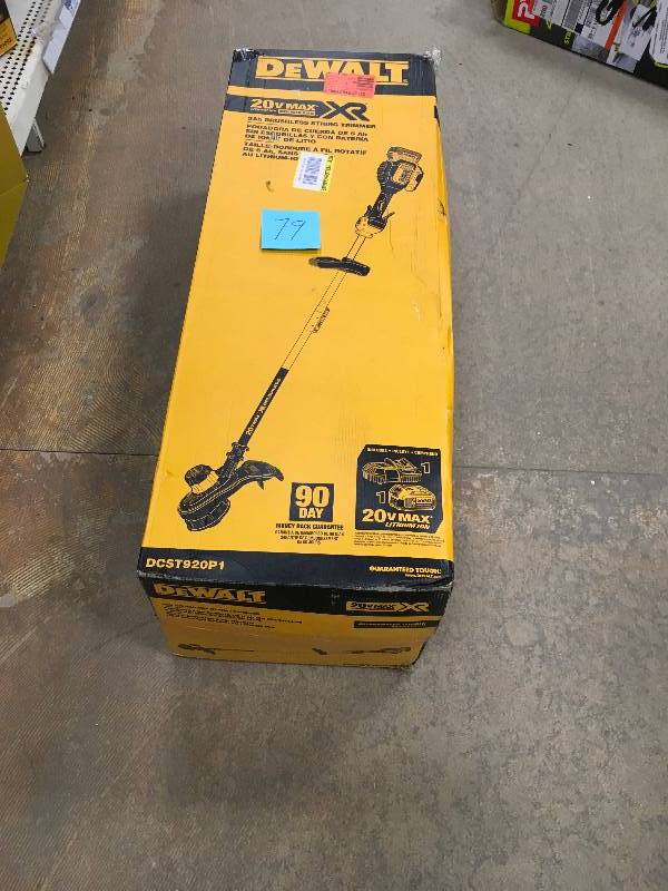 DEWALT 13 in. 20-Volt MAX Lithium-Ion Cordless Brushless Dual Line String Grass Trimmer with 5.0Ah Battery and Charger Included in good condition