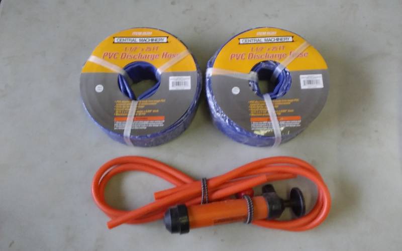 lot 26 image: 2-New 25 Foot PVC Discharge Hoses, Oil Change Pump