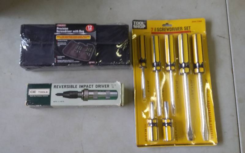 lot 34 image: All New 7 Piece Tool Shop Screw Driver Set, CE Tools, 38 Reversible Impact Driver, 12 Piece Tool Rich Precision Screw Driver With Pouch