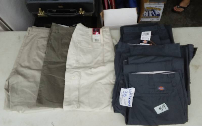 lot 59 image: 5 Pair Mens Dickies Pants Size 38 (No Hem), 3 Pair Size 36