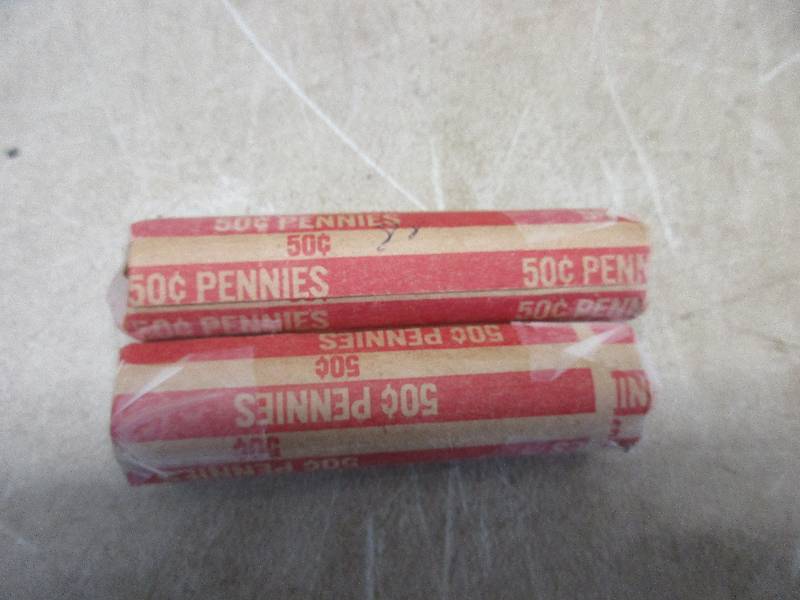 lot 12 image: (2) Roll of (50) Lincoln Wheatback Pennies - Multiple Dates and Mints