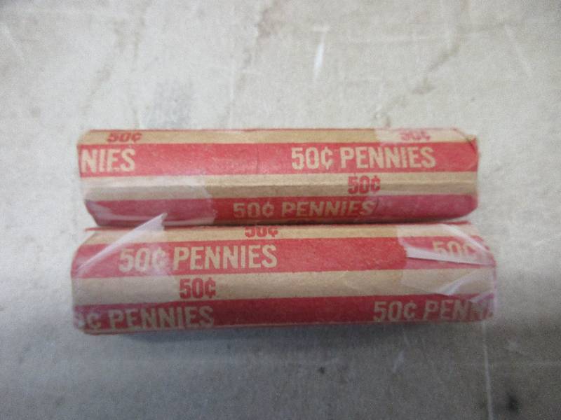 lot 15 image: (2) Rolls of (50) Lincoln Wheatback Pennies - Multiple Dates and Mints