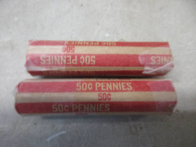 lot 16 image: (2) Rolls of (50) Lincoln Wheatback Pennies - Multiple Dates and Mints