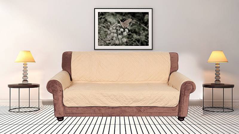 lot 32 image: New Jaybally Sofa Couch Cover, Chair Loveseat Sofa Protector for Pets, Kids, Dogs, Waterproof Anti-Slip Slipcover,Tan, 68x70