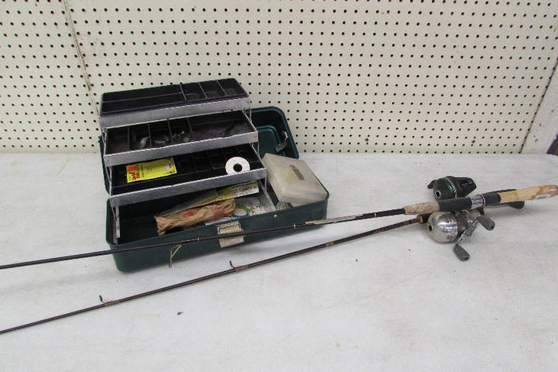 lot 243 image: FISHING RODS AND TACKLE BOX