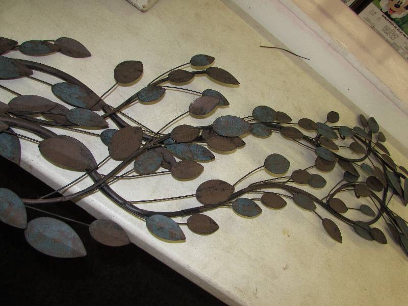 lot 263 image: TWO METAL LEAF WALL HANGINGS