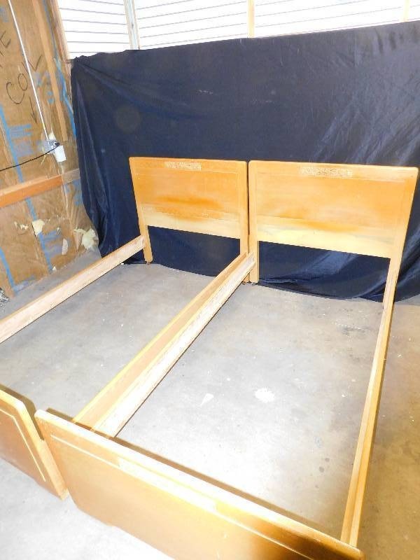 Two-----Complete Twin Size Bed Frames  (Oak)
