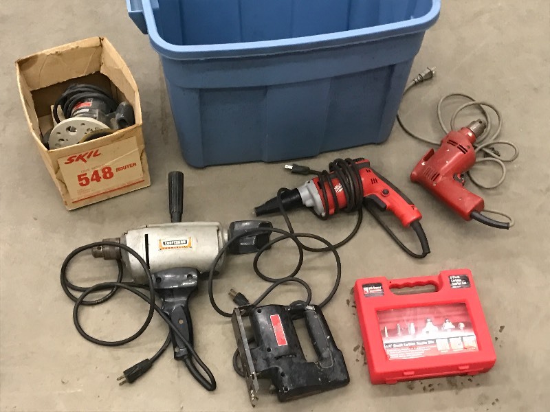 Tote Of Assorted Power Tools ...