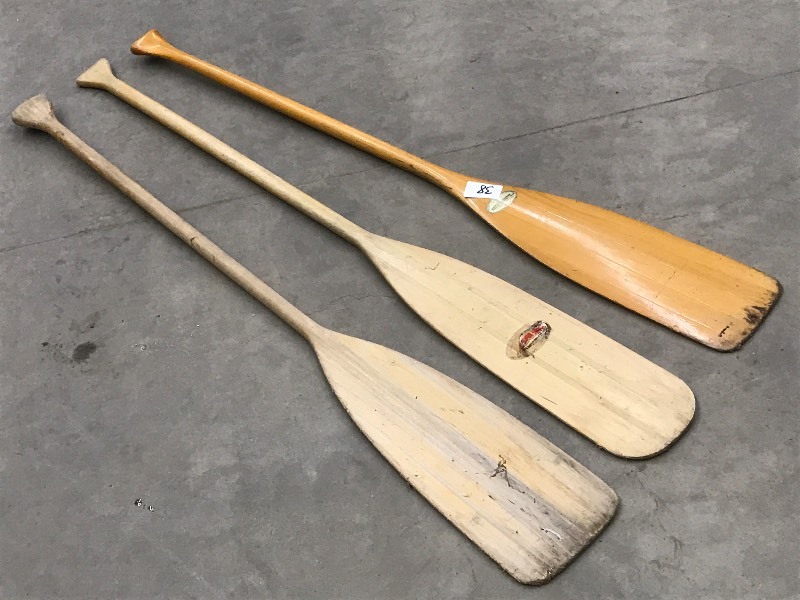 Lot Of (3) Wooden Canoe Paddles ...