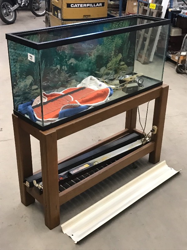 50-Gallon Fish Tank With Wooden Sta...