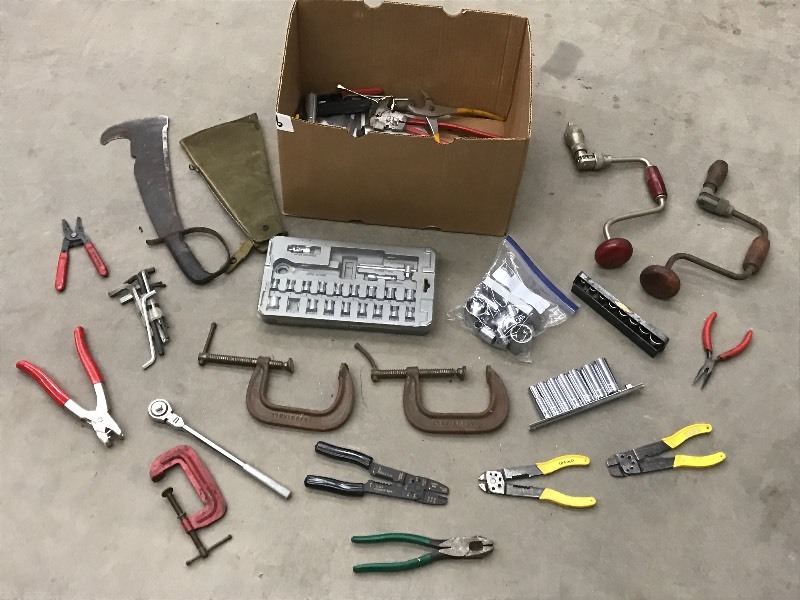 Box Of Assorted Hand Tools, Socket ...