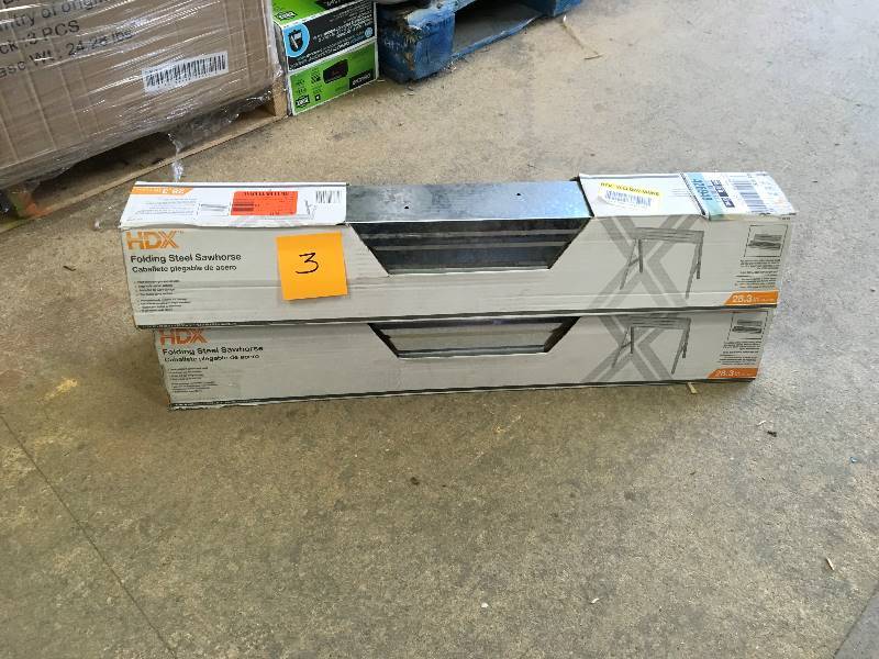 Set of 2 HDX 1-Compartment Folding Steel Sawhorse in good condition