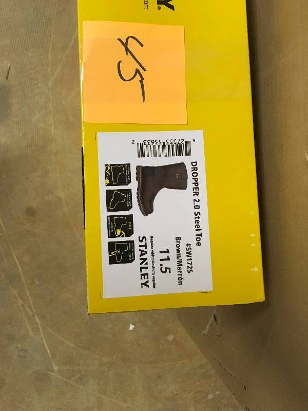 Stanley Dropper 2.0 Men 12 in. Size 11.5 Brown Leather Steel Toe Wellington Work Boot in good condition