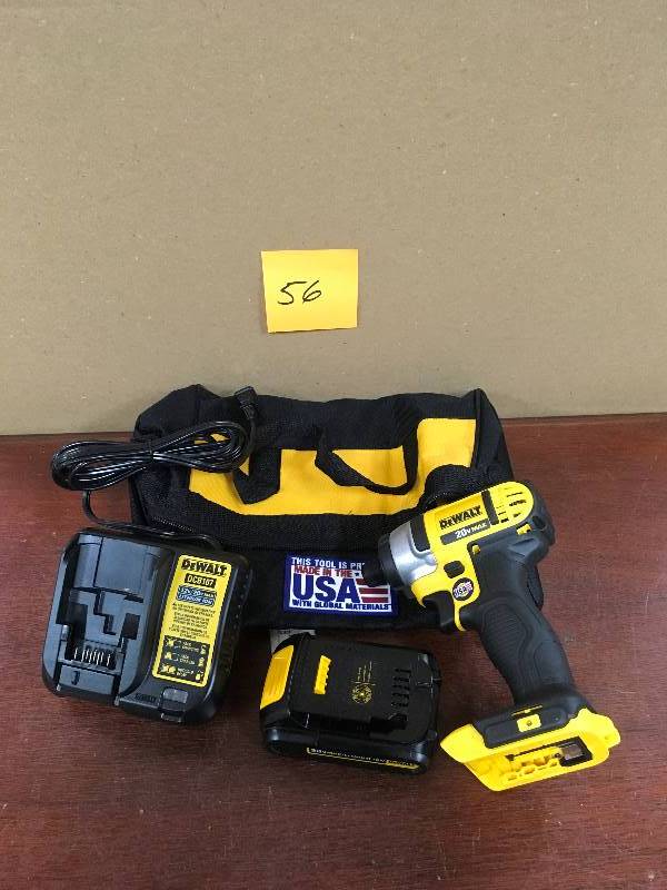 DEWALT 20-Volt MAX Lithium-Ion Cordless 14 in. Impact Driver with Battery 1.3Ah, Charger and Contractor Bag new