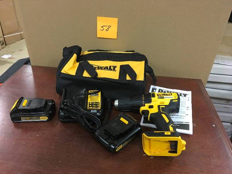 DEWALT 20-Volt MAX Lithium-Ion Cordless Brushless Compact Drill Driver with (2) Batteries 1.3Ah, Charger and Bag new
