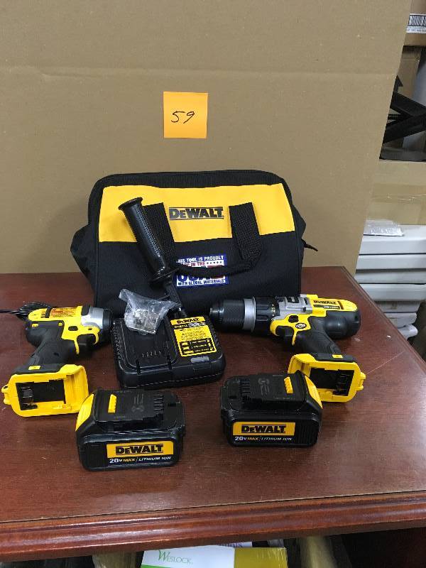 DEWALT 20-Volt MAX Lithium-Ion Cordless Hammer DrillImpact Driver Combo Kit (2-Tool) with (2) Batteries 3Ah, Charger and Bag new