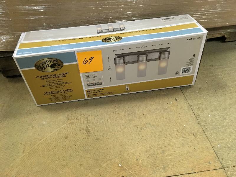 Hampton Bay Charenton on 3- Light Vanityy Fixture in good condition