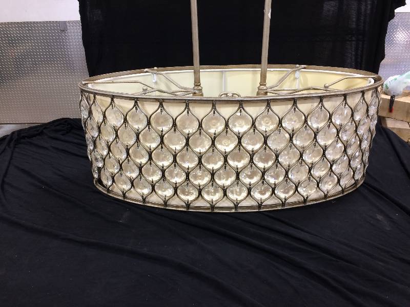lot 116 image: Oval crystal pendant chandelier  ceiling lamp