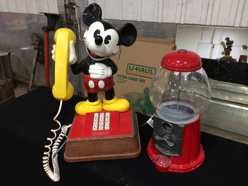 lot 117 image: Disney Mickey Mouse telephone and gumball machine