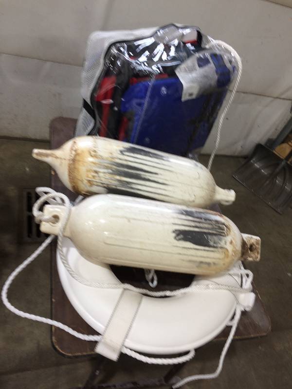 lot 123 image: Marine bumpers, life jackets and life preserver