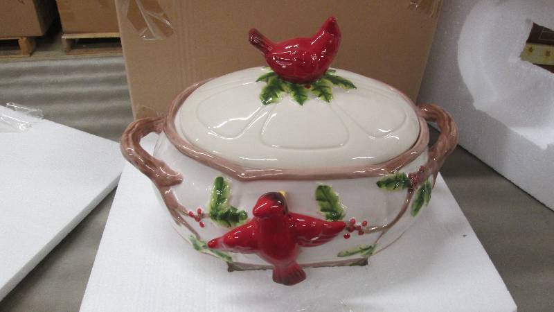 Cardinal Soup Tureen  Hand-painted,...