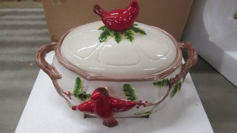 Cardinal Soup Tureen  Hand-painted,...