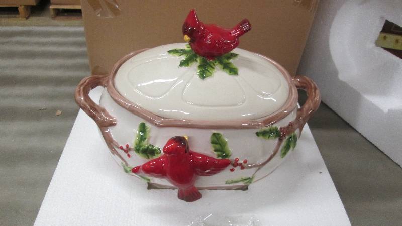 Cardinal Soup Tureen  Hand-painted,...
