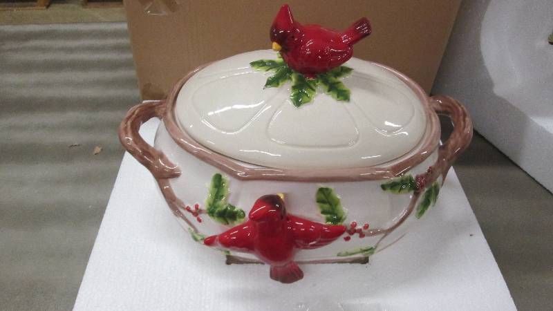 Cardinal Soup Tureen  Hand-painted,...