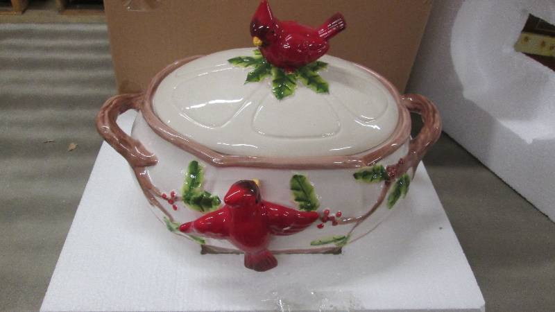 Cardinal Soup Tureen  Hand-painted,...