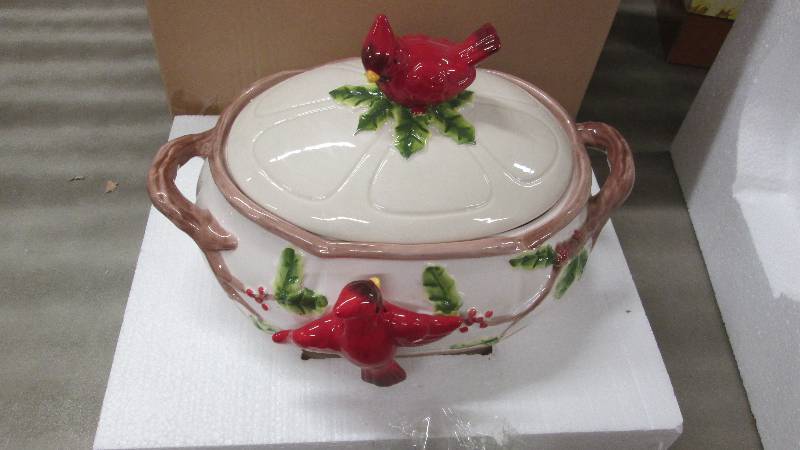 Cardinal Soup Tureen  Hand-painted,...