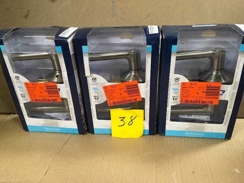 lot 38 image: Schlage Broadway Satin Nickel Privacy BedBath Door Lever in good condition