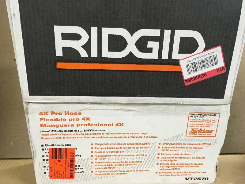 lot 41 image: RIDGID 1-78 in. x 10 ft. Pro-Grade Vacuum Hose Kit for RIDGID Wet Dry Vacs in good condition