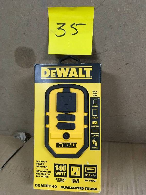 lot 35 image: Dewalt 140 watt Power Inverter in good condition