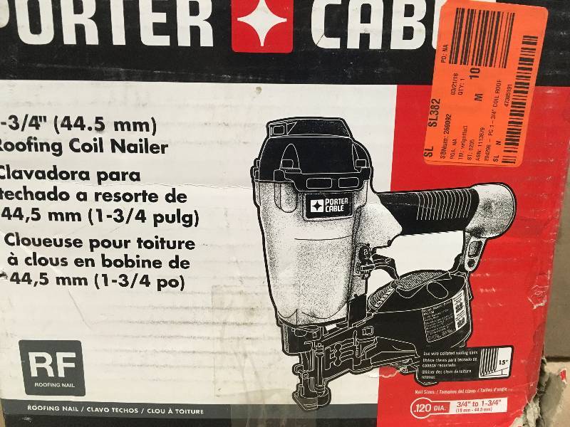 lot 59 image: porter cable roofing nailer in good condition
