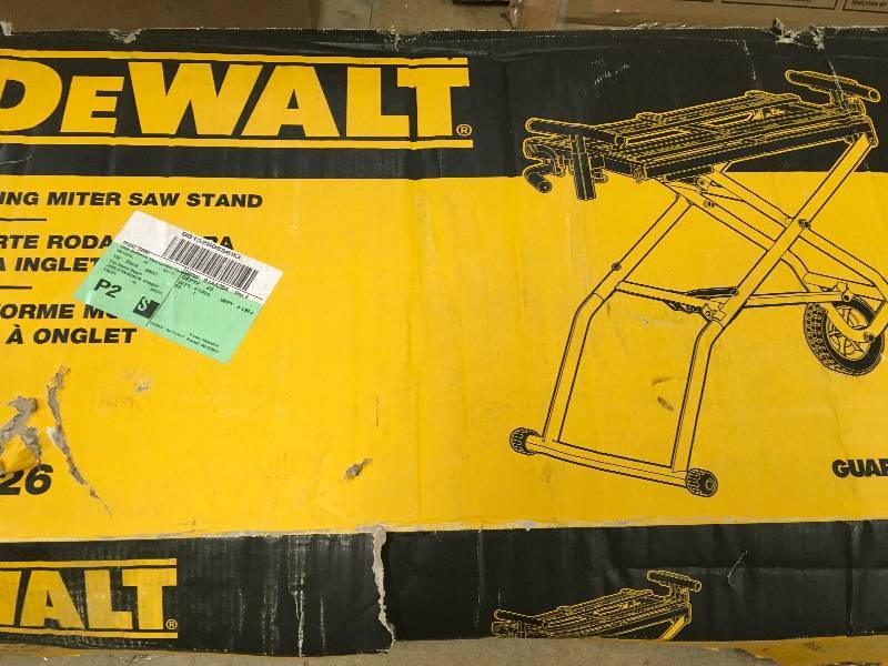 lot 67 image: DEWALT 32-12 in. x 60 in. Rolling Miter Saw Stand in good condition