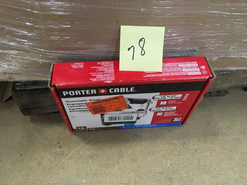 lot 78 image: Porter-Cable Pneumatic 18-Gauge 38 in. Crown Stapler in good condition