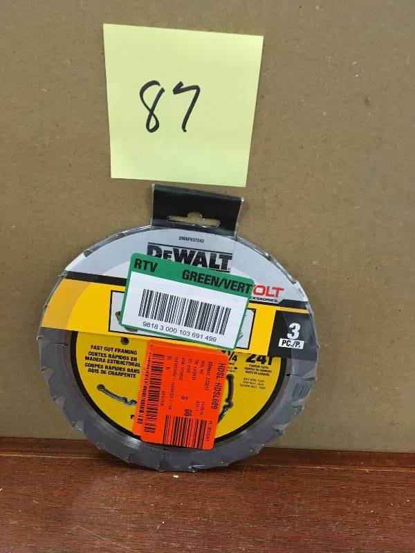 lot 87 image: DEWALT FLEXVOLT 7-14 in. 24-Teeth Circular Saw Blade (3-Pack) in good condition