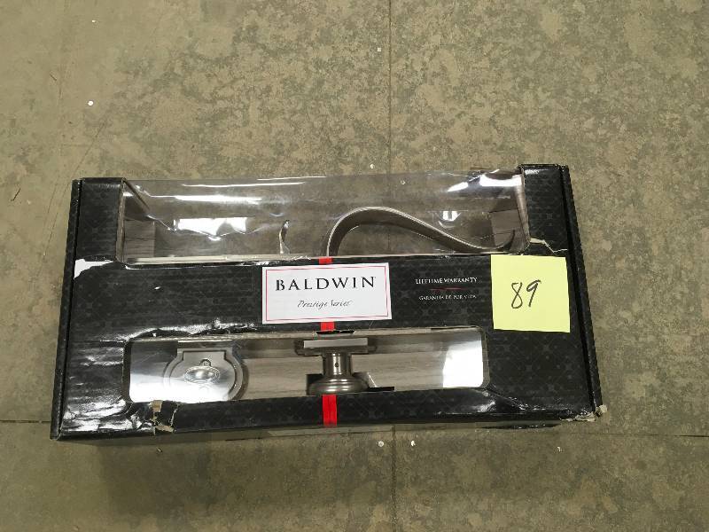lot 89 image: Baldwin Prestige Avendale Single Cylinder Satin Nickel Exterior Door Handleset with Carnaby Entry Knob featuring SmartKey in good condition