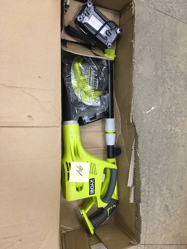 lot 94 image: Ryobi 18v one  string trimmer blower combo kit with battery in good condition