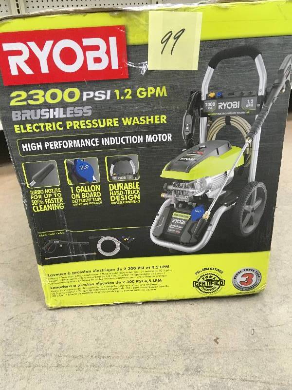 lot 99 image: Ryobi 2,300 PSI 1.2 GPM High Performance Electric Pressure Washer in like New conditions