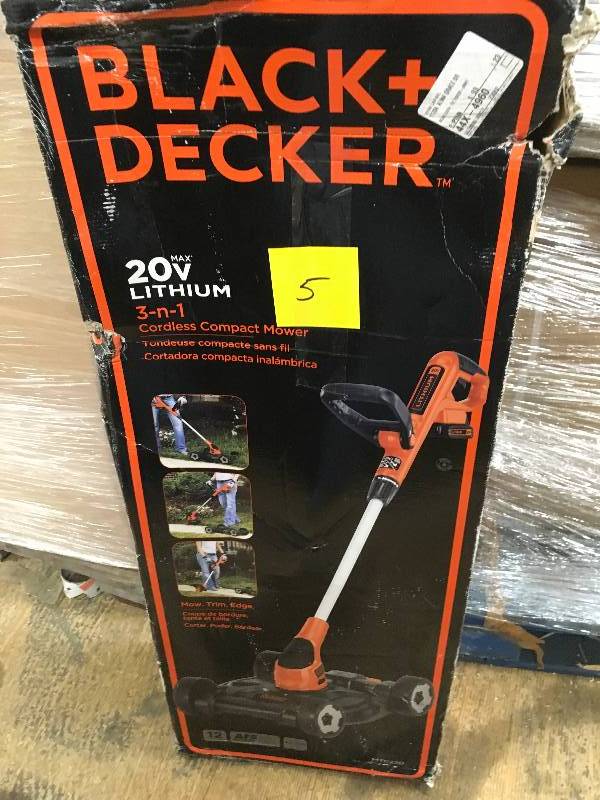 lot 5 image: Black and Decker 200 v 3-n-1 cordless compact mower