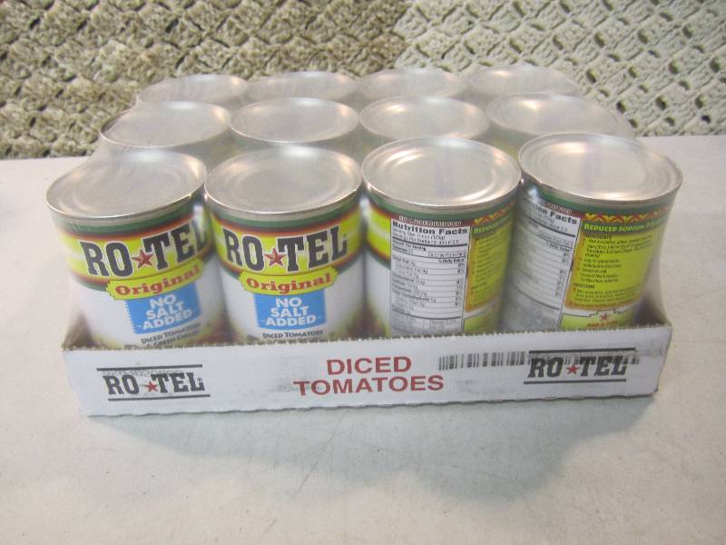 lot 11 image: Case of 12 Cans Rotel Diced Tomatoe...