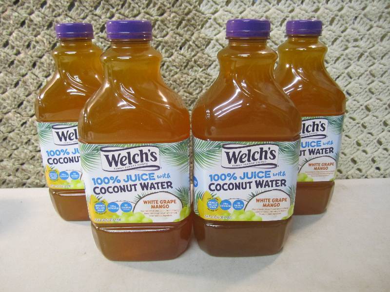 lot 20 image: 4 Bottles Welchs White Grape Mango...