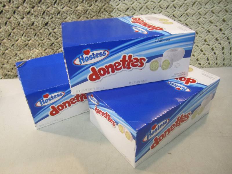 lot 179 image: 3 Boxes Hostess Powdered Mini Donut...