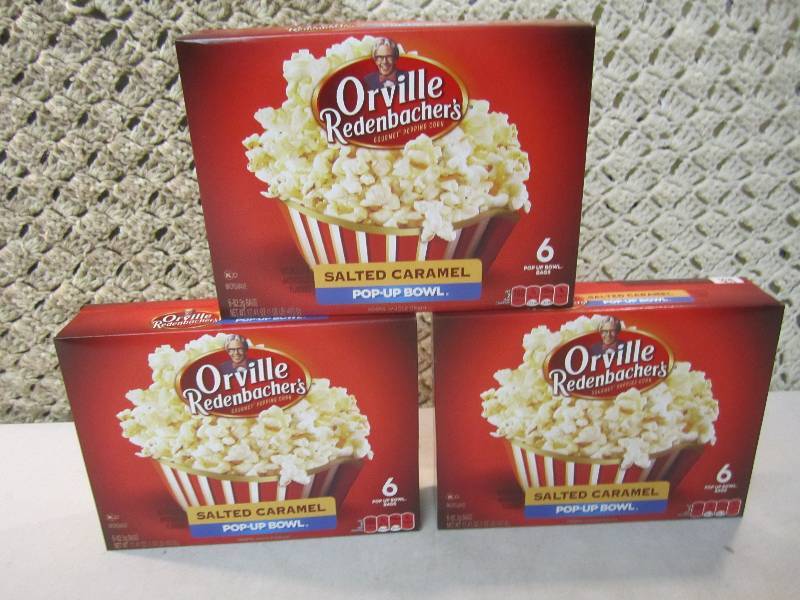 lot 185 image: 3 Boxes Orville Redenbachers Salted...