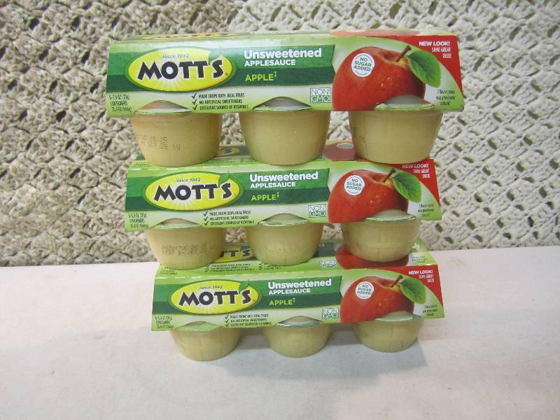 lot 216 image: 3 - 6-Packs Motts Unsweetened Appl...