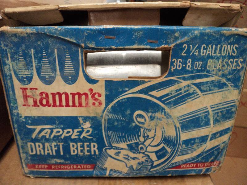 lot 13 image: Hamms 2.5 gallon keg in box...